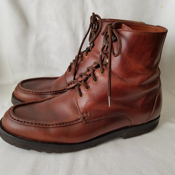 Cole Haan Leather Boots Mens 13 Brown Moc Toe 1145 Lace Up Ankle Vintage - Picture 4 of 13